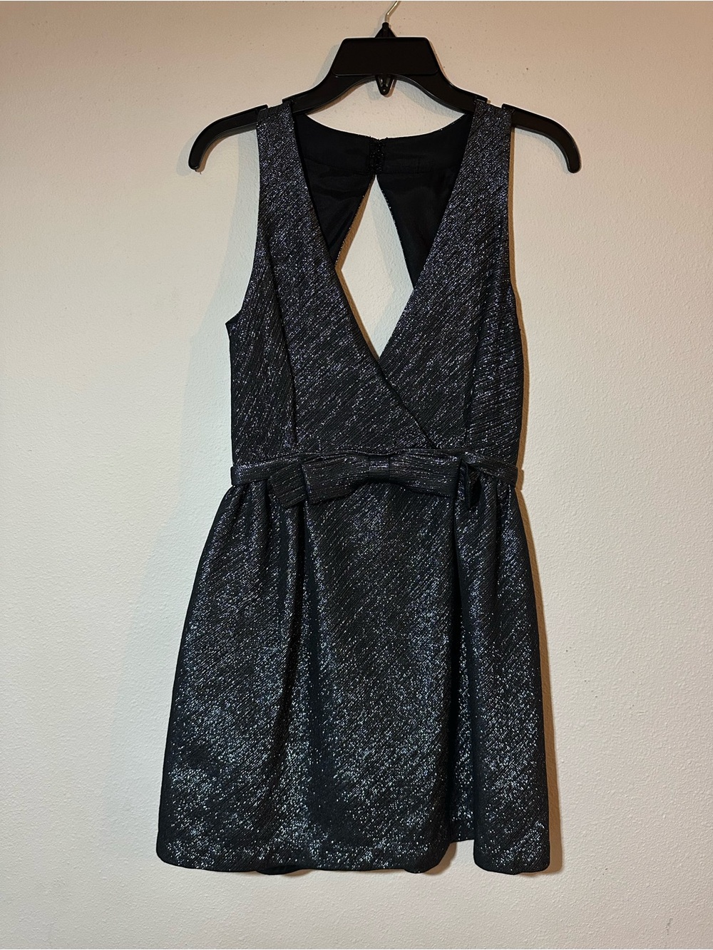 Parker Black Shimmer V-Neck Mini Dress